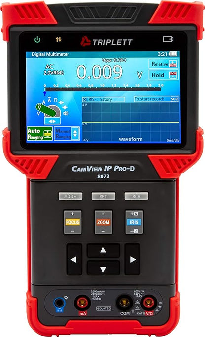 Triplett 8073 CamView IP Pro-D CCTV Camera Tester with Built-in DHCP Server - IP, AHD 2.0, HD-TVI 3.0, HD-CVI 3.0
