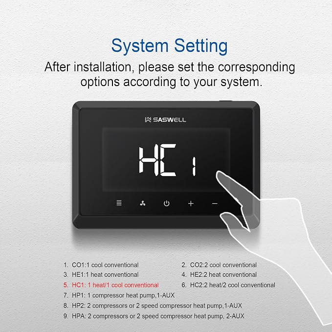 Smart WiFi Thermostat for Home, Programmable Thermostat 3H/2C for Heat Pump & Conventional Systems, Tuya App Control, Compatible with Alexa & Google Assistant
