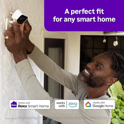 Roku Outdoor Camera - Home Security - IP65 Weather Resistant Wired Security Camera & Pet Monitor with 1080p HD Night Vision, Compatible with Alexa & Google, WDR, Motion & Sound Detection (Renewed)