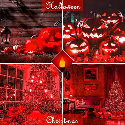 Bestview LED Flame Effect Light Bulbs,3 Modes Flickering Light Bulbs, Smart E12 Chandelier Base Candle Fire Light Bulb for Halloween, Christmas, Porch Indoor&Outdoor Home Decoration -6 Pack(Red)