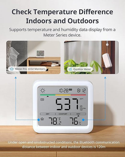 SwitchBot CO2 Detector, Air Quality Monitor Indoor, CO2 Monitor for CO2/TEMP/Humidity, Portable Carbon Dioxide Detector for Home/Car/Office/Greenhouse (Alexa-Enabled Meter Pro CO2)