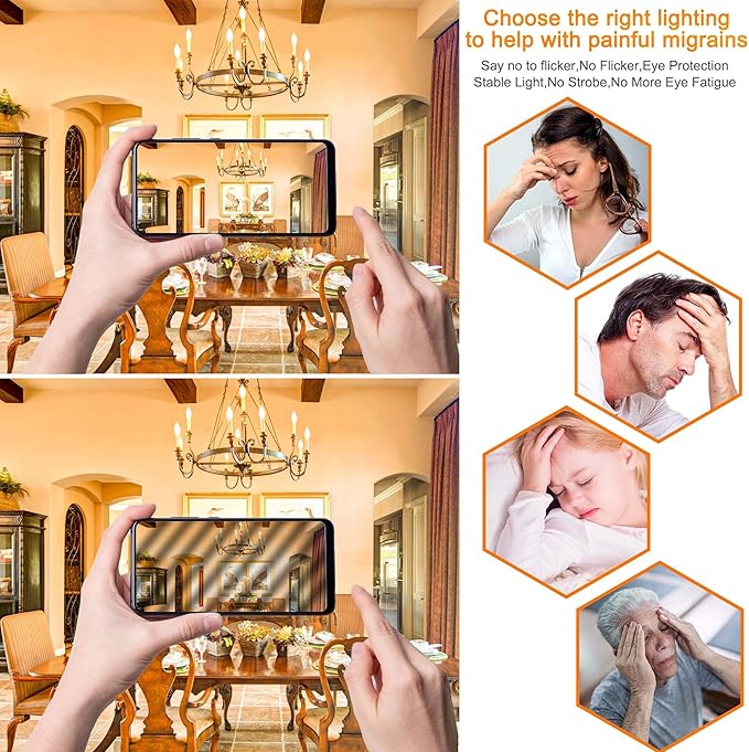 E12 LED Bulb Candelabra Base, Type B LED Bulb 50 Watt Equivalen 2700K Soft Warm White B11 Small Base, Chandelier Ceiling Fan LED Light Bulbs 500 Lumens No-Dimmable Pack of 12