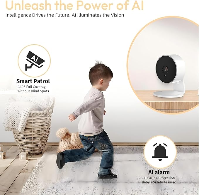 3MP Indoor Security Camera, Suitable for Home Security Protection, Featuring AI Voice-Altering Two-Way Communication, Motion Detection and NGHT Vision Capabilities (2)