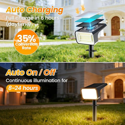Fabrito 4 Pack Solar Spot Lights Outdoor Waterproof IP67, [108 LEDs, 4 Modes] Dusk to Dawn Spotlights for All Night, 2-in-1 Solar Landscape Lights for Garden, Yard, Tree, Pool, Warm White