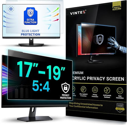 Universal Acrylic 17, 17.1, 18.1, 19 Inch Computer Privacy Screen Filter for Square Computer Monitors - 5:4 Aspect Ratio - 15.3" x 12.6" (390 x 320mm) - Monitor Frame Hanging Type