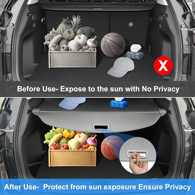 AUXKO Retractable Cargo Cover for Mazda CX-50 2026 2025-2023, Trunk Cargo Cover Luggage Security Shade Cover for 2026 2025 Mazda CX50 Shielding Shade Anti-Peeping Luggage Privacy Screen, Carbon Fiber
