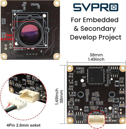 SVPRO 1080P 120fps High Speed Camera Module 12MP 4K 30fps Industrial Video Camera with M12 Lens 25mm Focal Length Narrow Angle UVC Security Monitoring Camera for PC Laptop Raspberry Pi