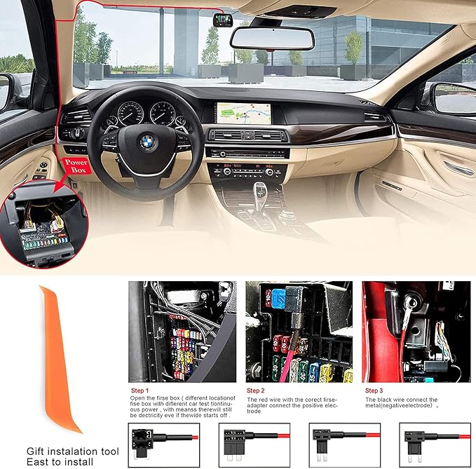 Dash Cam Hardwire Kit Mini USB Bangjia 12V-24V to 5V/2A Car Dash Camera Charger Power Cord（11.5ft