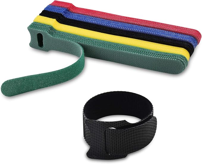 Cable Ties Reusable - 6 Inches Multi-Colour Adjustable Cord Straps Cord Ties for Cable Management Organizer, Multi-Purpose Reusable Hook and Loop for Home, Office and Garage (50)