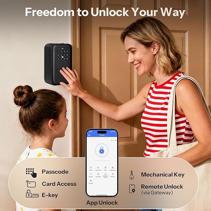 Moquin Smart Bluetooth Key Lock Box –TTLock App Control, Silicone Button IP65 Waterproof, Extra Large Safe Storage Wall Mount & Shackle for Airbnb Realtor House Office