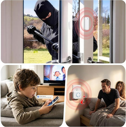 WiFi Door Sensor Chime, Smart Door Open Alert Window Sensor for Business/Home/Kids Safety, Real-Time App Notification, 500ft Range, 32 Melodies, 5 Volume Levels, Window Contact Sensor Alarm Kit