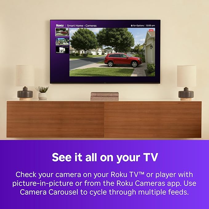 Roku Battery Camera Plus (2025 Model) – Weather‑Resistant Wireless Indoor/Outdoor Security Camera with 1080p HD, Two‑Way Audio & Long‑Life Rechargeable Battery (Renewed)