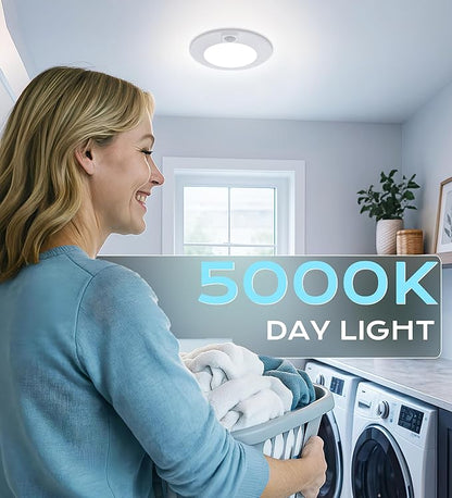 CLOUDY BAY [4 Pack] Motion Sensor Ceiling Light Indoor,120V CRI90 10W 5000K Bright Day Light,6.5 inch LED Flush Mount Ceiling Lighting Fixture for Garage,Walk-in Closet,Attic,Pantry Wet Location
