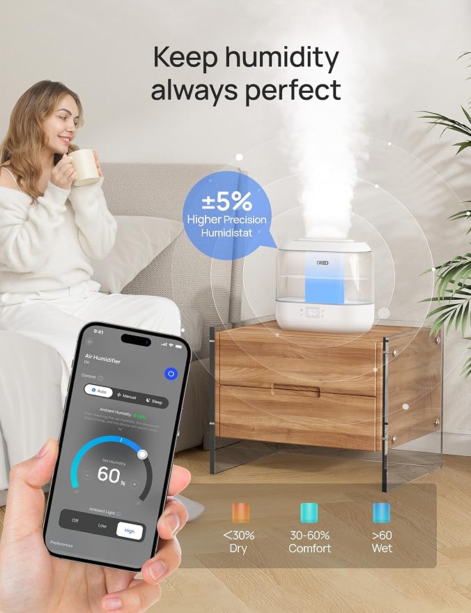 Dreo 4L Smart Humidifiers for Bedroom & Smart Humidifier
