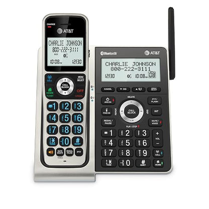 AT&T BL3107 DECT 6.0 Cordless Phone with Bluetooth Connect to Cell, Smart Call Blocker, Digital Answering System, Extended Range, Big Buttons, 1 Handset - Titanium Black