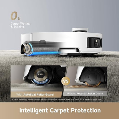 DREAME Aqua10 Roller Robot Vacuum, AquaRoll Mopping, 30,000Pa Suction, 100% Detangling, Carpet-Protecting Roller Guard, Clear 2.36in Obstacle, Self-Empty, Self-Cleaning, Roller Mop Extending