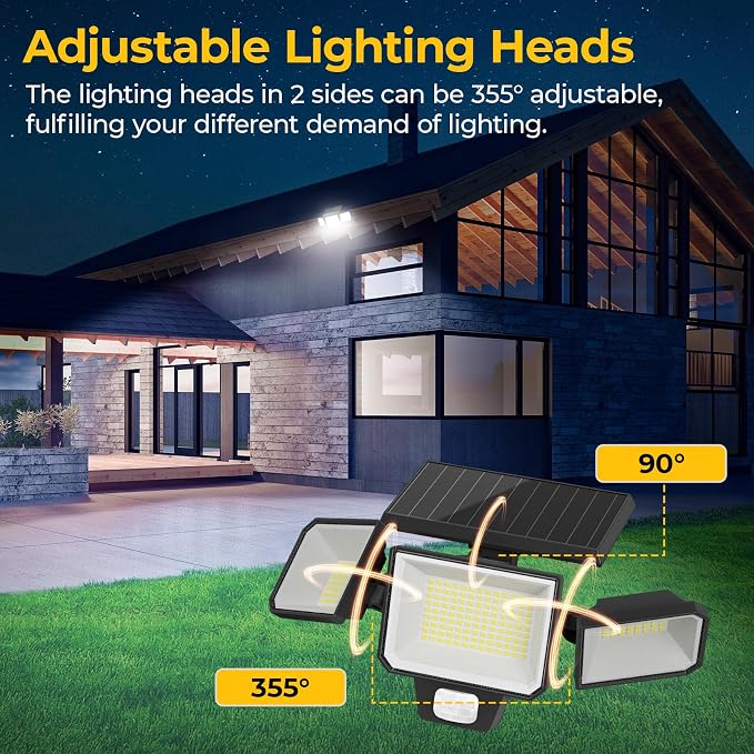 Solar Motion Sensor Lights, Remote Control, 3 Modes, 2 Pack