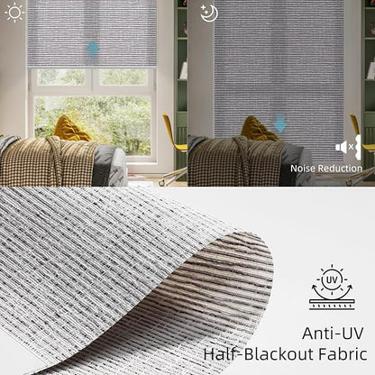 SmartWings Motorized Light Filtering Shades, Work with Matter Thread Homekit Z-Wave Alexa Google, 70% Blackout Shades Translucent, Cordless Blinds with Remote Control Rechargeable, Safari Rock Grey