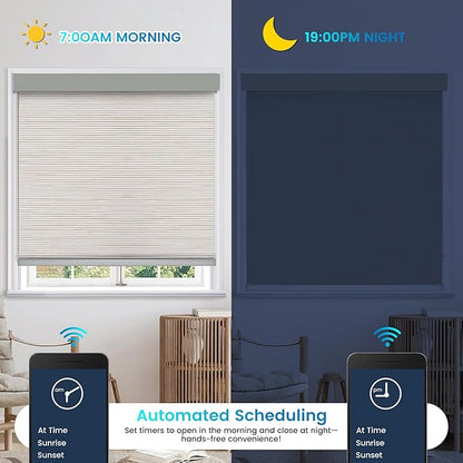 Motorized 100% Blackout Roller Shades – Custom Smart Blinds with Remote Control, Rechargeable Battery or Plug-in Motor, Tuya WiFi Optional, Home & Office Automatic Window Shades (Vibeke Greige/CH9427)