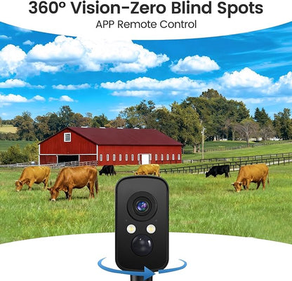 4G LTE Cellular Security Camera Wireless Outdoor, Magnetic, No WiFi Needed, 300° Pan, Solar Powered, Magnetic Mount 1-Min Install, SIM Included, PIR Motion & AI, 2K Night Vision, Lifetime 7-Day Cloud