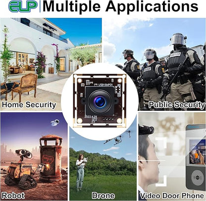 ELP 16mp Wide Angle USB Camera for Computer 180degree Fisheye Lens Webcam Board Mini UVC USB2.0 4K Video Lightburn Camera Module,with 3.3ft/1m Cable for Laptop, PC, Raspberry Pi, Jetson Nano