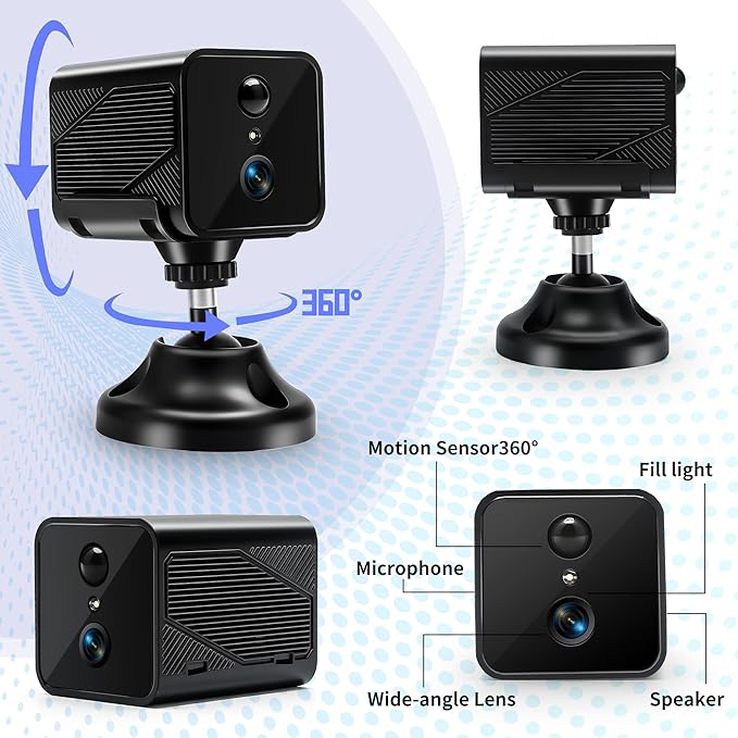 2K Wireless Indoor Camera for Home Security, Mini Hidden Camera with Long Battery Life & AI Motion Detection, 2.4G Hz WiFi, Color Night Vision, Two-Way Talk, No SD Card Needed