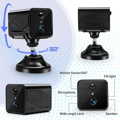 2K Wireless Indoor Camera for Home Security, Mini Hidden Camera with Long Battery Life & AI Motion Detection, 2.4G Hz WiFi, Color Night Vision, Two-Way Talk, No SD Card Needed