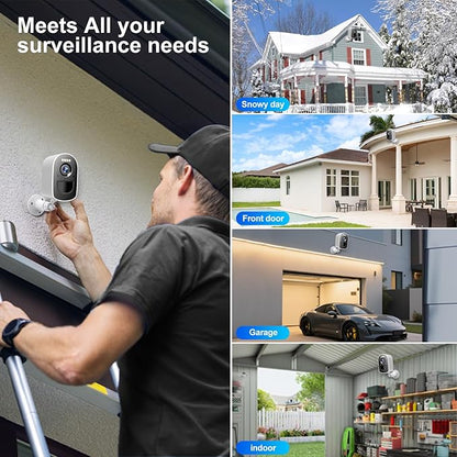 Cameras for Home Security, 2K Security Cameras Wireless Outdoor with Motion Detect & Color Night Vision, Security Camera Support SD/Cloud Storage, Outdoor Camera Battery Operated Waterproof