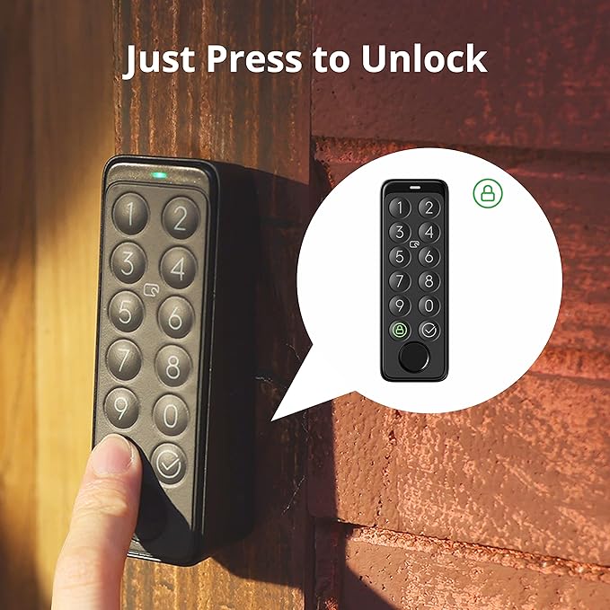 SwitchBot Fingerprint Smart Lock for Existing Deadbolt with Keypad Touch and Hub Mini – Keyless Entry, Password & NFC Card, Auto-Lock, App Control, Alexa Siri Google Compatible