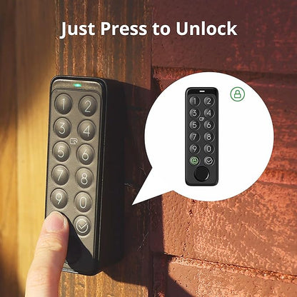 SwitchBot Fingerprint Smart Lock for Existing Deadbolt with Keypad Touch and Hub Mini – Keyless Entry, Password & NFC Card, Auto-Lock, App Control, Alexa Siri Google Compatible