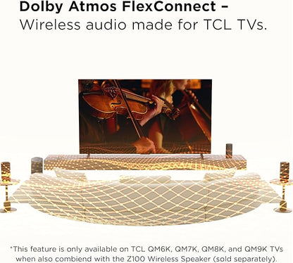 TCL Z100 Wireless Immersive 3D Home Theater Subwoofer QM6K, QM7K, QM8K, QM9K & X11L | Dolby Atmos Deep-Bass, Room-Filling Sound | Flexible Placement & Modern Design | Latest Model