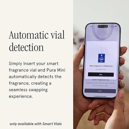Pura Mini Smart Fragrance Diffuser for Small Spaces Adjustable Smart Home Device with LED Light & Automatic Vial Detection - Includes 1 Scent Refill - White Tea no.1