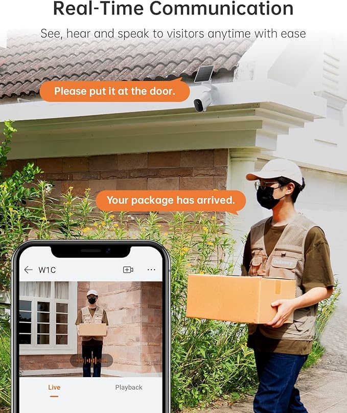 Solar Security Camera Wireless Outdoor, 4K Battery-Powered 11600mAh Home Camera with Solar Panel, Color Night Vision, AI Human/Vehicle Detection, 2.4G WiFi, No Monthly Fee