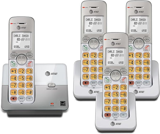 AT&T EL51403 DECT 6.0 4-Handset Cordless Phone with Simulated Full-Duplex Speakerphone, Backlit LCD Display & Lighted Keypad, Caller ID/Call Waiting, Intercom, ECO Mode