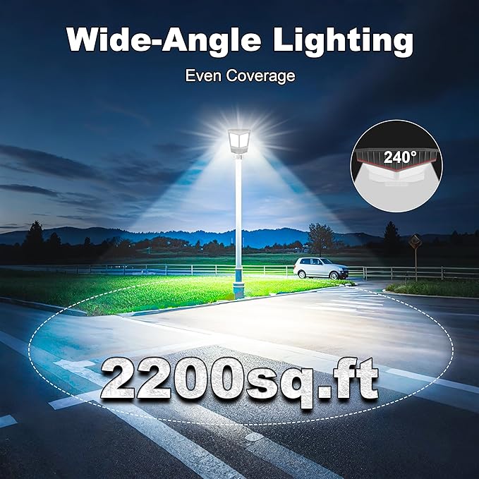 Solar Street Light, Dusk-to-Dawn Waterproof LED Solar Street Lights Outdoor with Pole Mount,9000W IP67,7000K, High Lumen Outdoor Lighting for Driveway, Farm, Street & Parking