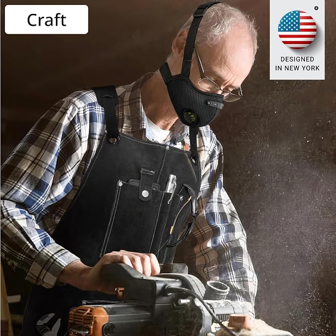 FIGHTECH Dust Mask 2 Sizes - Large, Woodworking Reusable Carbon Filter Mask | Reusable Face Mask with Air Valves for Construction and Moving Single Black Mask Helps Reduce Dust During Work