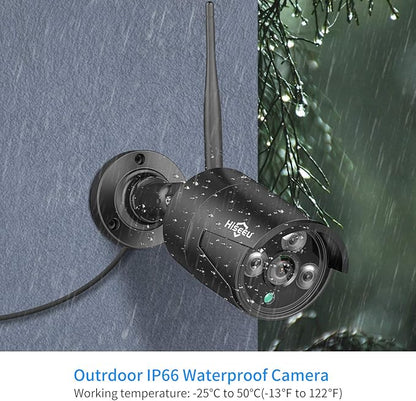 Hiseeu 5MP Black Camera Add on 5MP Security Camera, Waterproof Outdoor Indoor 3.6mm Lens IP Day & Night Vision with DC 12V Power Adapter Compatible 10CH 5MP WiFi Camera System