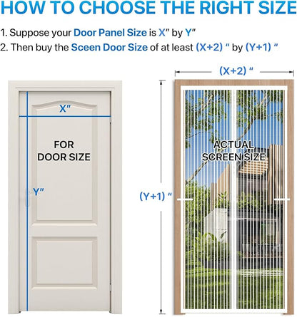 Heavy Duty Door Screen Magnetic Closure, LOVIGA Thickened Fiberglass Screen Door Mesh, Self Sealing, Tear Resistant, Easy Assemble, Fine Mesh Keep Bugs Out Fit Door Size 30 Inch X 82 Inch White