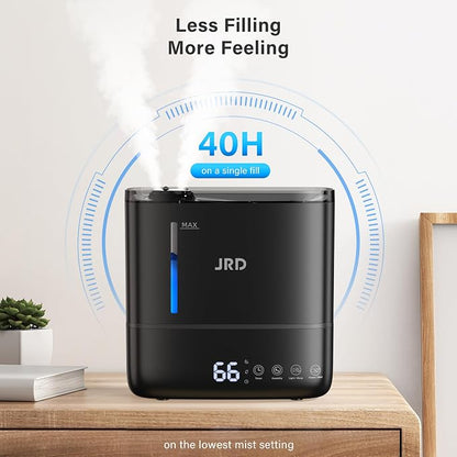 JRD Top Fill 4L Humidifiers for Bedroom, Cool Mist Humidifiers for Large Room, 40H Runtime, 360° Nozzle, Essential Oil Diffuser, Ultrasonic Humidifier for Home Baby Plants-Black
