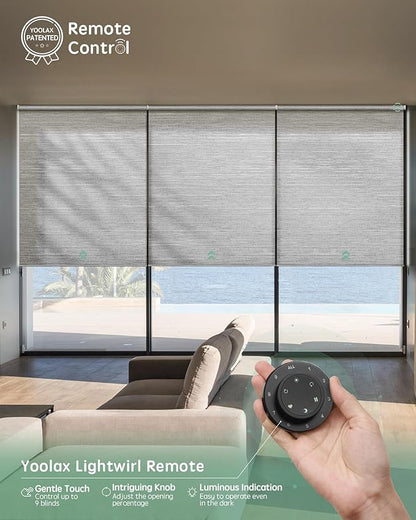 Yoolax Smart Coupled Roller Shades Compatible with Alexa Google, Motorized Blinds with Remote Light Filtering Coupled Roller Shades for X-Large Windows, Custom Size(XL Coupled-Foggy Gray)