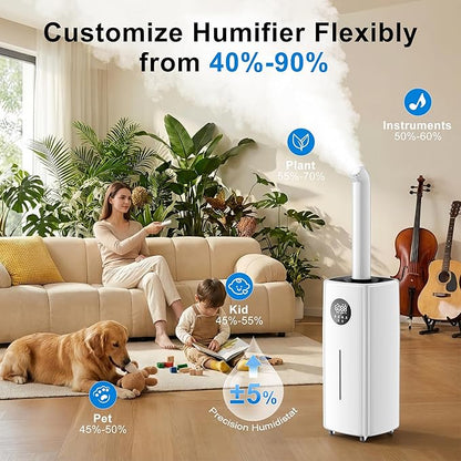 Uthfy 2.64Gal/10L Humidifier for Large Room, Dual 360° Nozzles Ultrasonic Humidifiers for Bedroom, Remote/Touch Control, Top Fill, 12H Timer