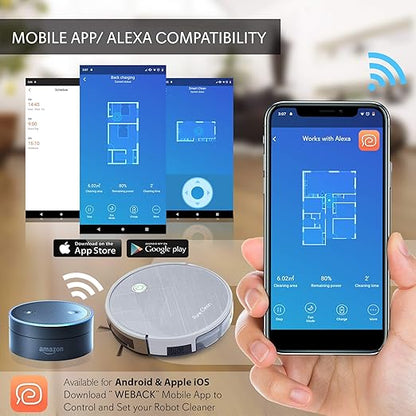 PureClean Smart Gyroscope Robot Vacuum Cleaner - Multiroom Navigation Mobile App Control and Alexa Compatible - Auto Charge Dock, 3 Step Air Filter - Cleans Hardwood and Carpet Floor PUCRC660