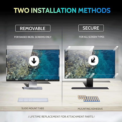 Peslv [2 Pack] 24 Inch Privacy Screen for Computer Monitor 16:10 Aspect Ratio, Eye Protection Anti Blue Light Glare Shield, 24inch Removable Black Blackout Anti Spy Desktop Security Private Filter