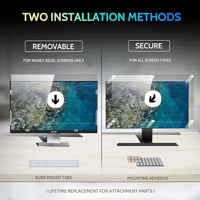 Peslv [2-Pack] 23.8 Inch Privacy Screen for Computer Monitor 16:9 Aspect Ratio, Eye Protection Anti Blue Light Glare Shield, 23.8inch Removable Black Blackout Anti Spy Desktop Security Private Filter