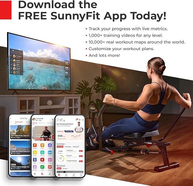 Sunny Health & Fitness Exercise Treadmills Double Deck Sizes and Incline Features with Bluetooth & SunnyFit App