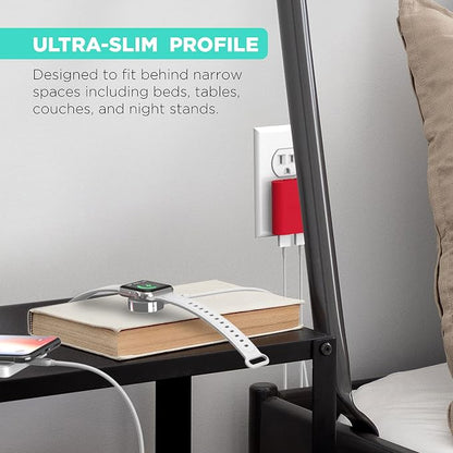 iHome Slim 2-Port USB Wall Charger, Flat Multiport Travel Plug Adapter | Dual USB-A ports, 2.4A Rapid Charge, Foldable Prongs, Slim Design, Compatible with iPhone, Android, iPad, AirPods for Home