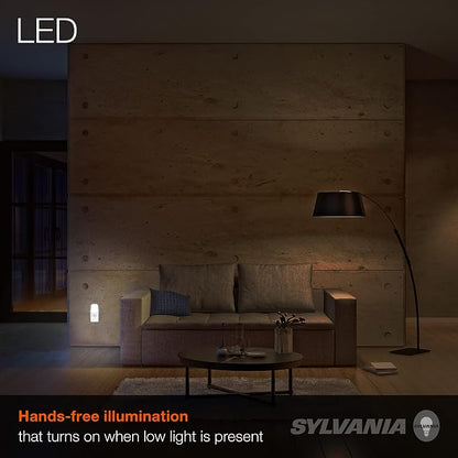 LEDVANCE Sylvania LED Mini Automatic Plug-in Night Light with Sensor, Motion Activated, Dusk to Dawn, Warm White, Plug-in Type - 1 Pack (64988)
