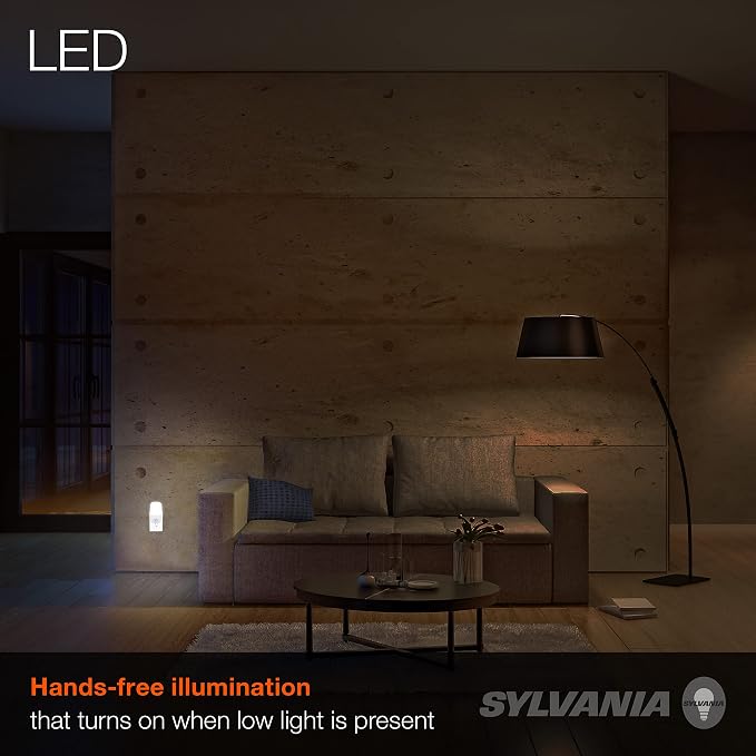 LEDVANCE Sylvania LED Mini Automatic Plug-in Night Light with Sensor, Motion Activated, Dusk to Dawn, Warm White, Plug-in Type - 4 Pack (64988)