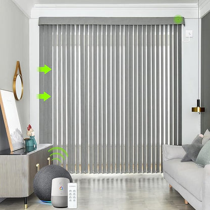 Yoolax Motorized Vertical Blind, Smart Blackout Sliding Door Shades, Blinds for Sliding Glass Doors with Alexa Google Home, Suitable for Sliding Patio Glass Doors Window, Custom Size, Smoky Grey