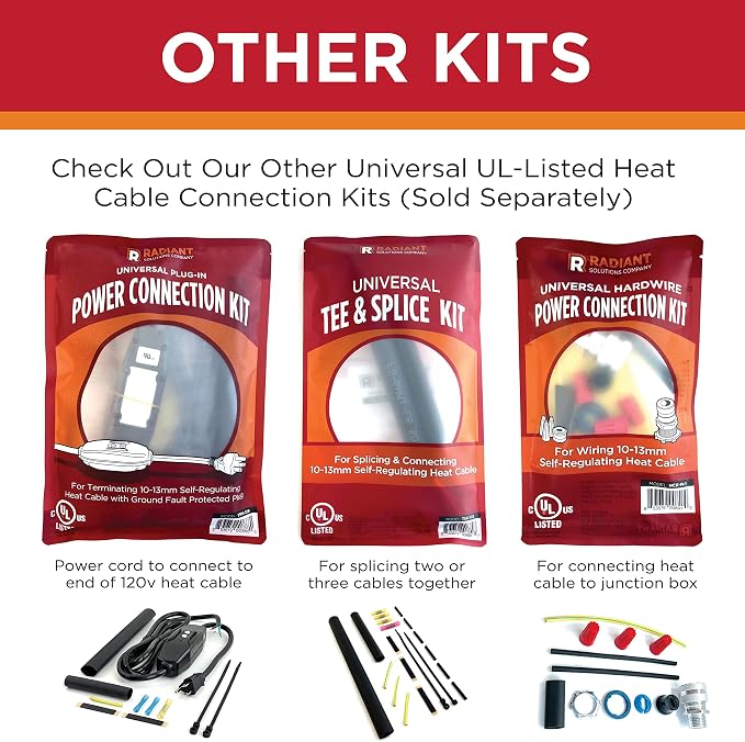 Radiant Solutions Company UL Listed Universal End Seal Kit - For Sealing Ends Of 10-13mm Self-Regulating Heating Cables or Heat Tape - Gutter & Roofing Protection